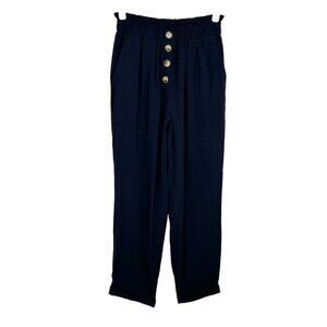 Zara Pull On High Rise Ankle Pants Women’s Size XS Navy Blue